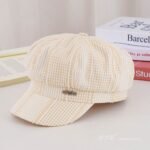 Striped Plaid Beret - Women Vintage Beret Hat , French Style Painter Hat , Soft Artistic Beanies