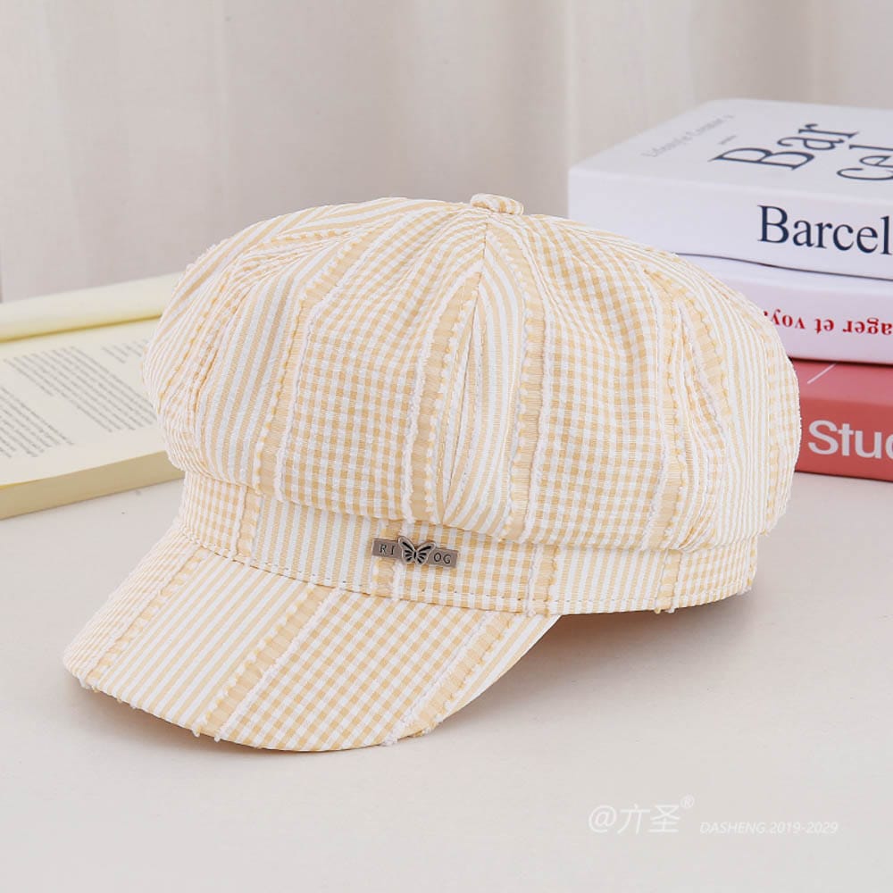 Striped Plaid Beret - Women Vintage Beret Hat | French Style Painter Hat | Soft Artistic Beanies - Image 4