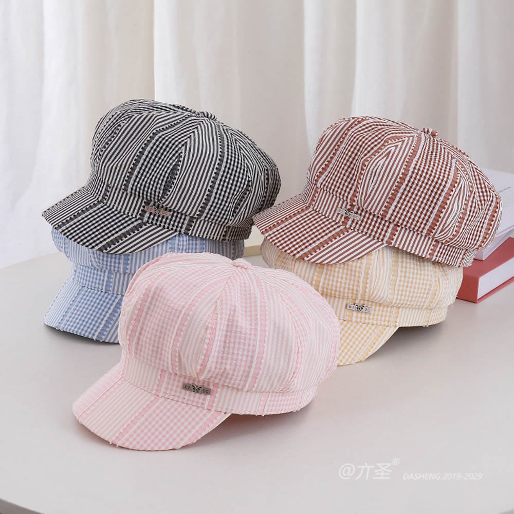Striped Plaid Beret - Women Vintage Beret Hat | French Style Painter Hat | Soft Artistic Beanies - Image 6