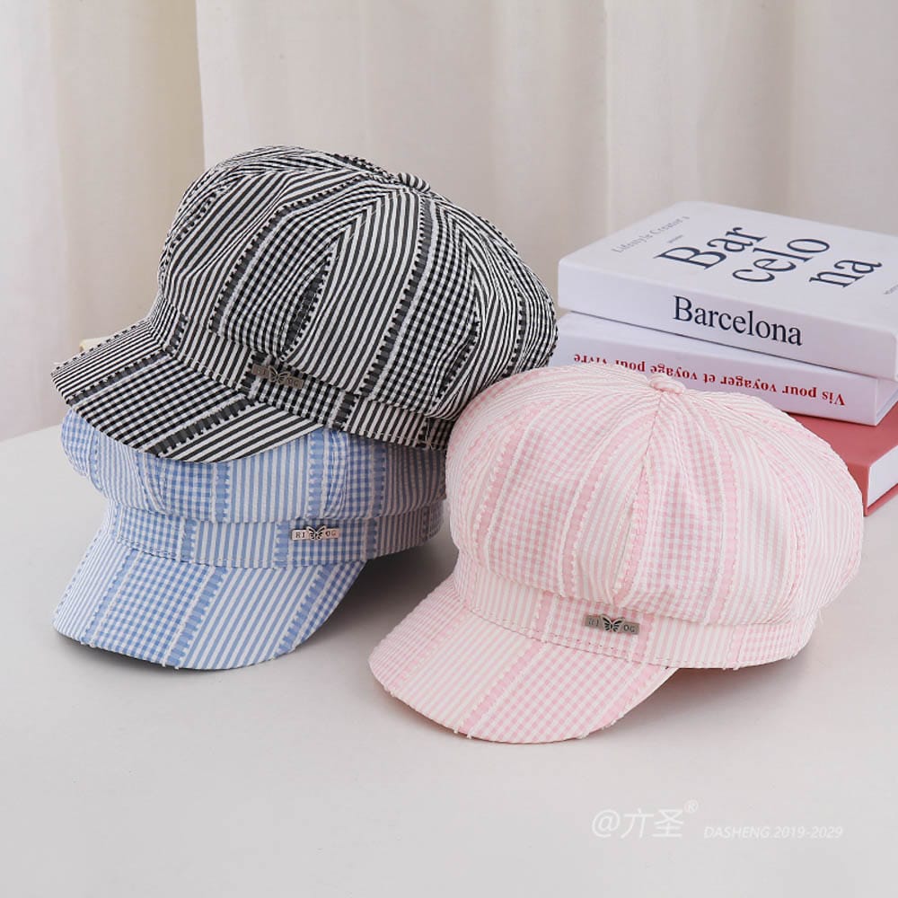 Striped Plaid Beret - Women Vintage Beret Hat | French Style Painter Hat | Soft Artistic Beanies - Image 8