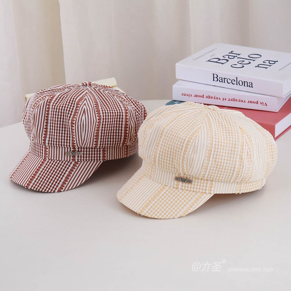Striped Plaid Beret - Women Vintage Beret Hat | French Style Painter Hat | Soft Artistic Beanies - Image 9
