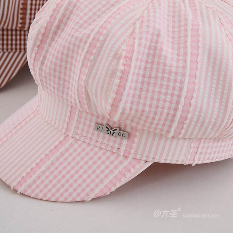 Striped Plaid Beret - Women Vintage Beret Hat , French Style Painter Hat , Soft Artistic Beanies