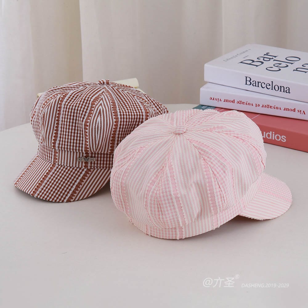 Striped Plaid Beret - Women Vintage Beret Hat | French Style Painter Hat | Soft Artistic Beanies - Image 11