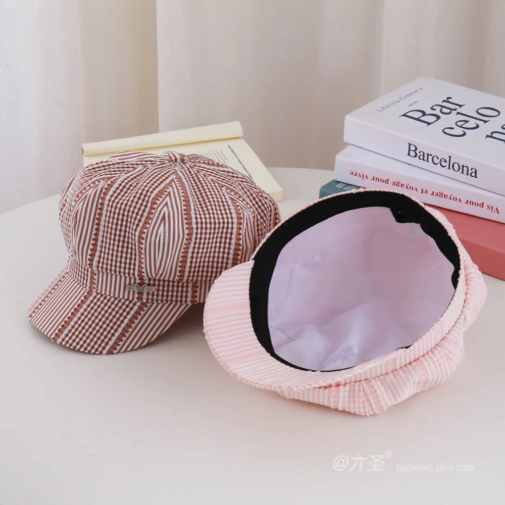 Striped Plaid Beret - Women Vintage Beret Hat | French Style Painter Hat | Soft Artistic Beanies - Image 12