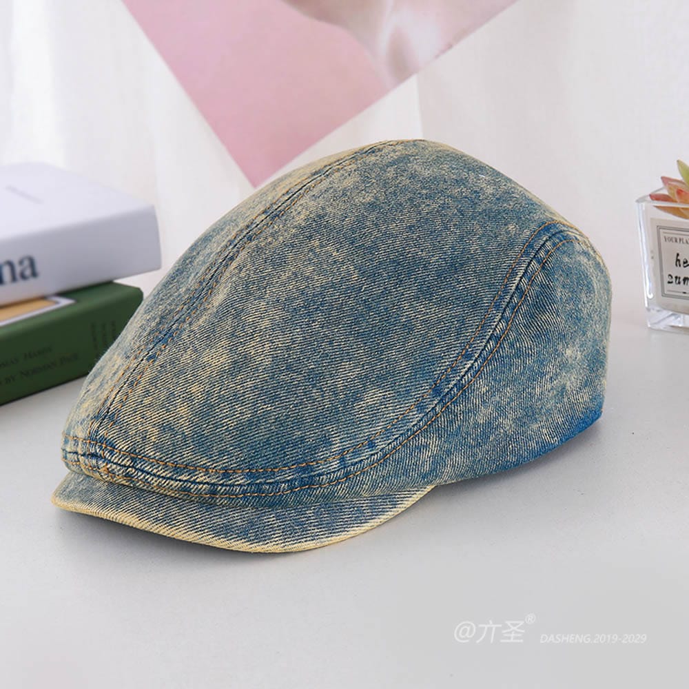 Denim 水洗Simple Vintage Newsboy Cap - Newsboy Cap for Women | Vintage Baker Boy Hat | Retro Gatsby Style - Image 2