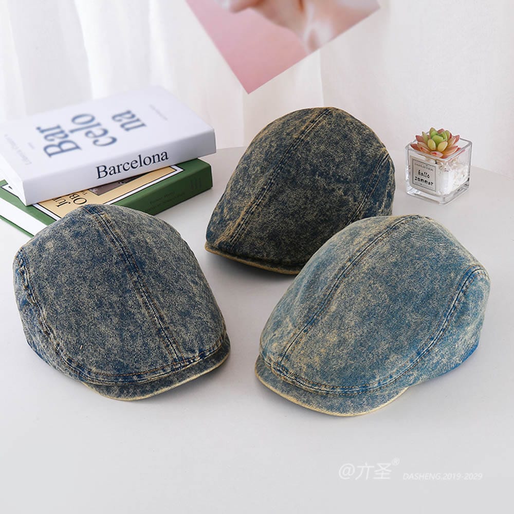 Denim 水洗Simple Vintage Newsboy Cap - Newsboy Cap for Women | Vintage Baker Boy Hat | Retro Gatsby Style - Image 4