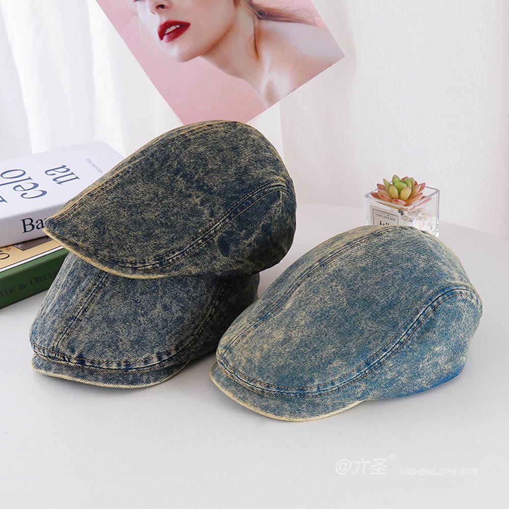 Denim 水洗Simple Vintage Newsboy Cap - Newsboy Cap for Women | Vintage Baker Boy Hat | Retro Gatsby Style - Image 5