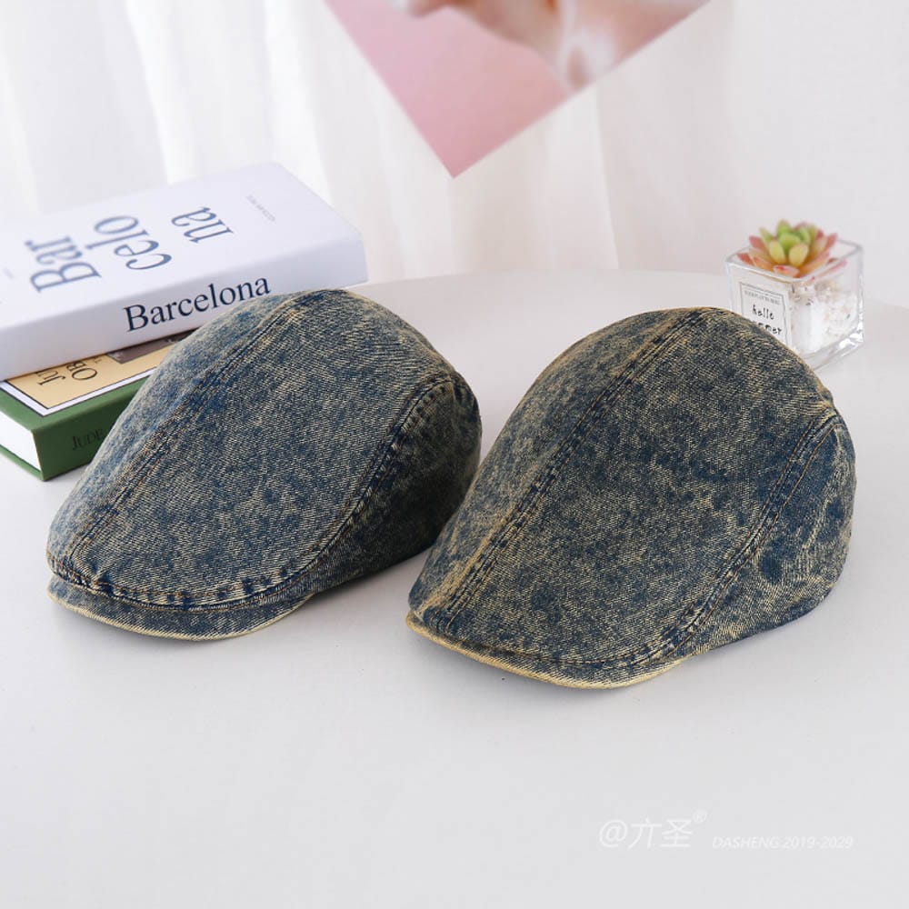 Denim 水洗Simple Vintage Newsboy Cap - Newsboy Cap for Women | Vintage Baker Boy Hat | Retro Gatsby Style - Image 6