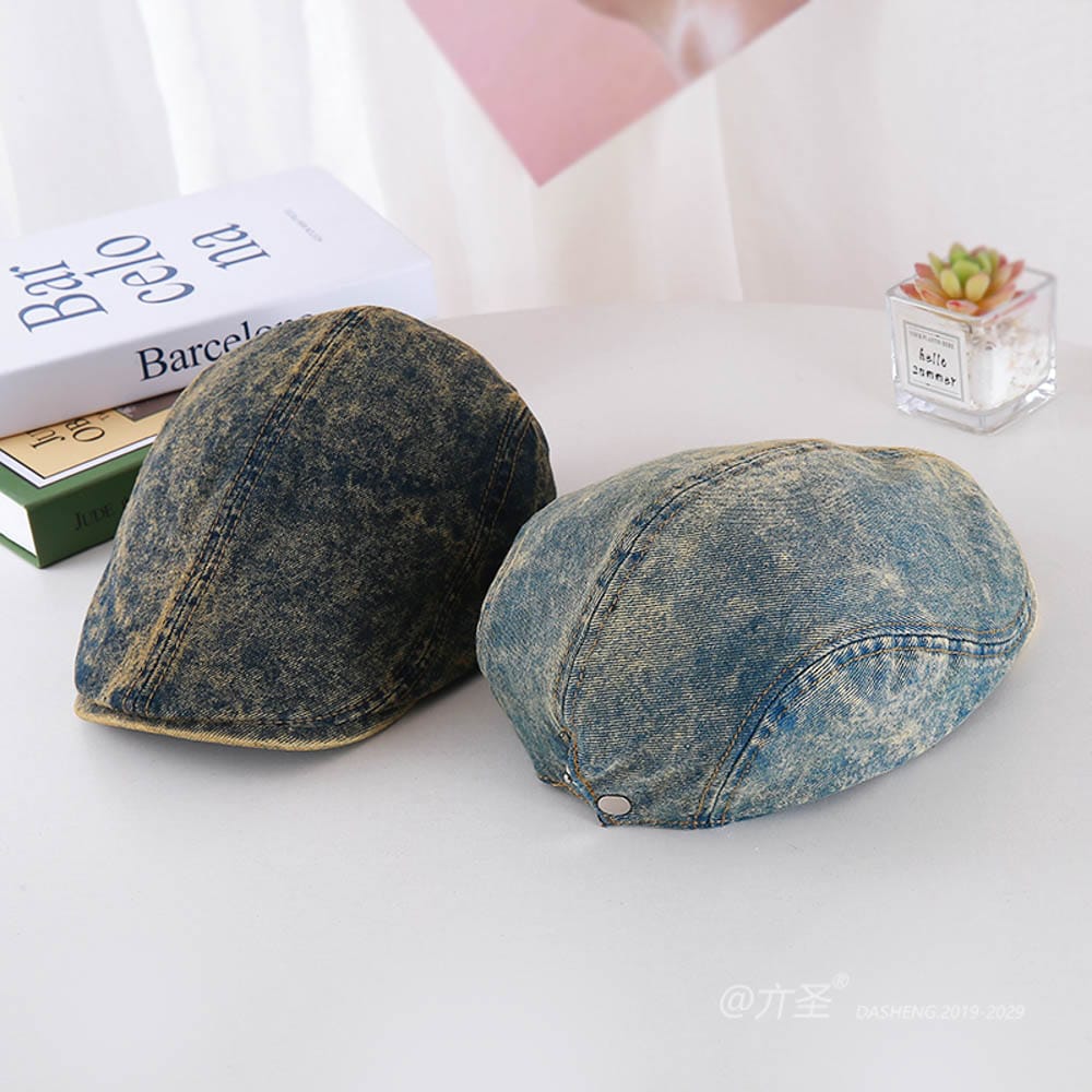 Denim 水洗Simple Vintage Newsboy Cap - Newsboy Cap for Women | Vintage Baker Boy Hat | Retro Gatsby Style - Image 7