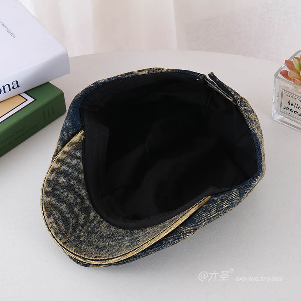 Denim 水洗Simple Vintage Newsboy Cap - Newsboy Cap for Women | Vintage Baker Boy Hat | Retro Gatsby Style - Image 9