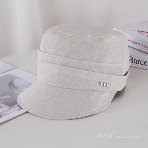 Heart Logo Cotton Linen Pleated Riding Hat - Riding Hat for Women | Equestrian Style Cap | Trendy Outdoor Hat