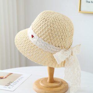 1268 No.Lace Ribbon 布 Logo - Women Casual Hat | Fashion Outdoor Cap | Daily Wear Sun Protection