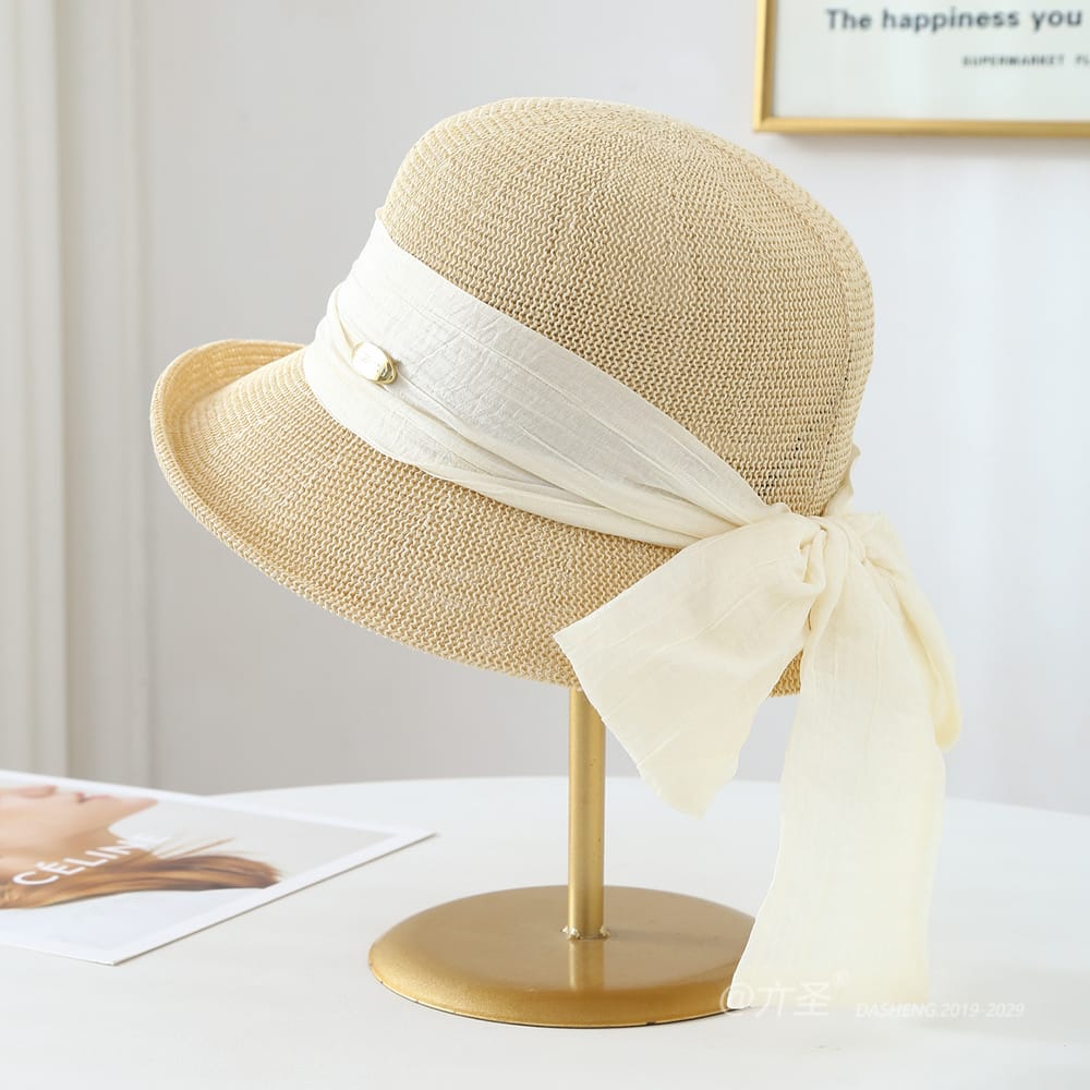 6015 No.彩色纱Ribbon Metal Logo - Women Casual Hat | Fashion Outdoor Cap | Daily Wear Sun Protection - Image 8