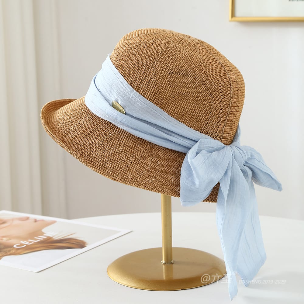 6015 No.彩色纱Ribbon Metal Logo - Women Casual Hat | Fashion Outdoor Cap | Daily Wear Sun Protection - Image 9