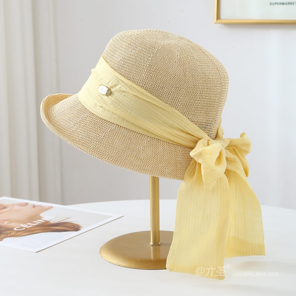 6015 No.彩色纱Ribbon Metal Logo - Women Casual Hat | Fashion Outdoor Cap | Daily Wear Sun Protection - Image 11