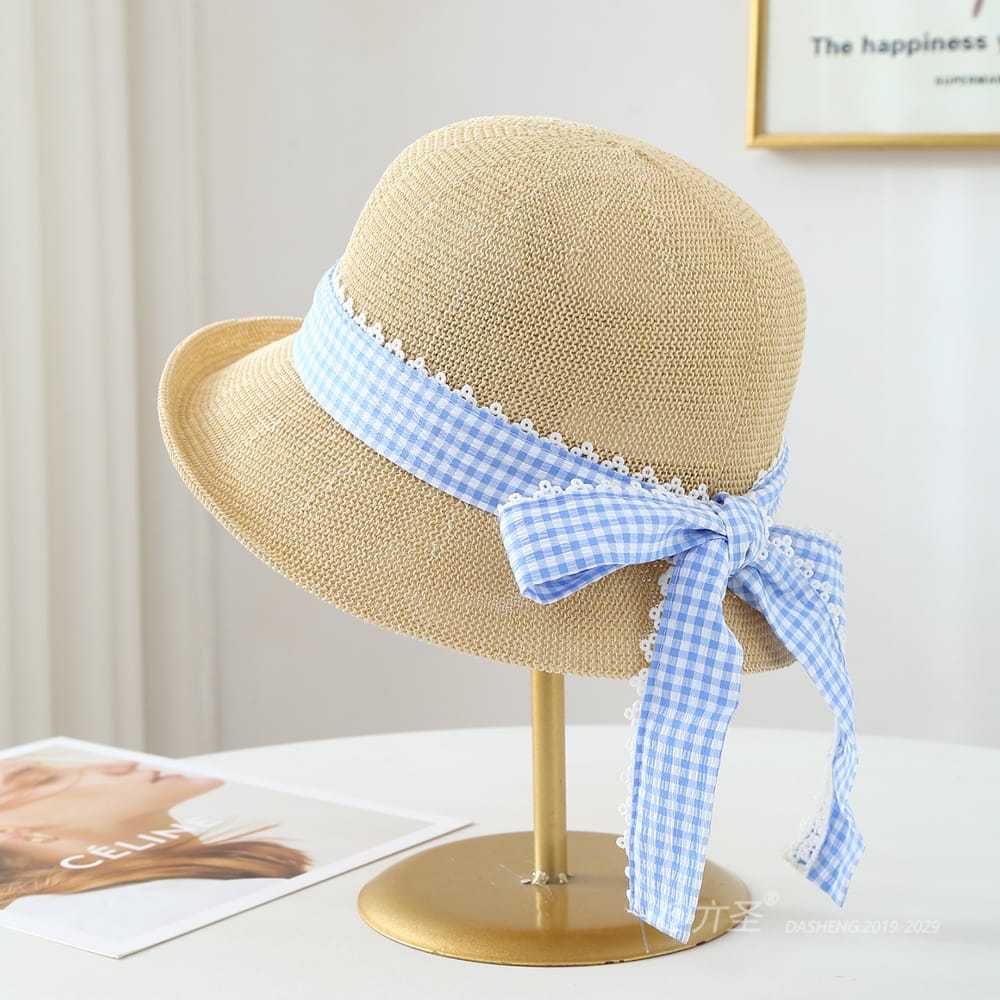 6015 No.Blue Plaid Lace Trim - Women Casual Hat | Fashion Outdoor Cap | Daily Wear Sun Protection - Image 3
