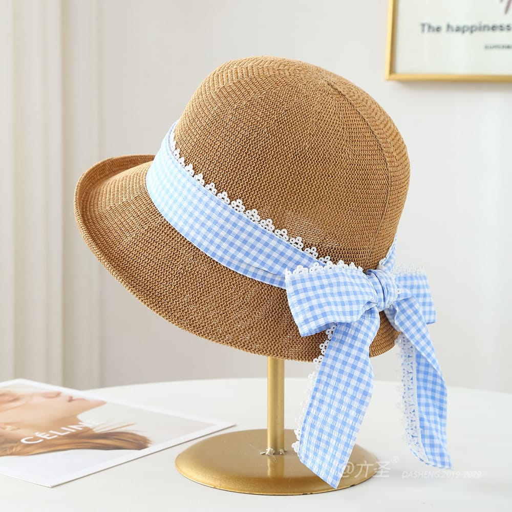 6015 No.Blue Plaid Lace Trim - Women Casual Hat | Fashion Outdoor Cap | Daily Wear Sun Protection - Image 7