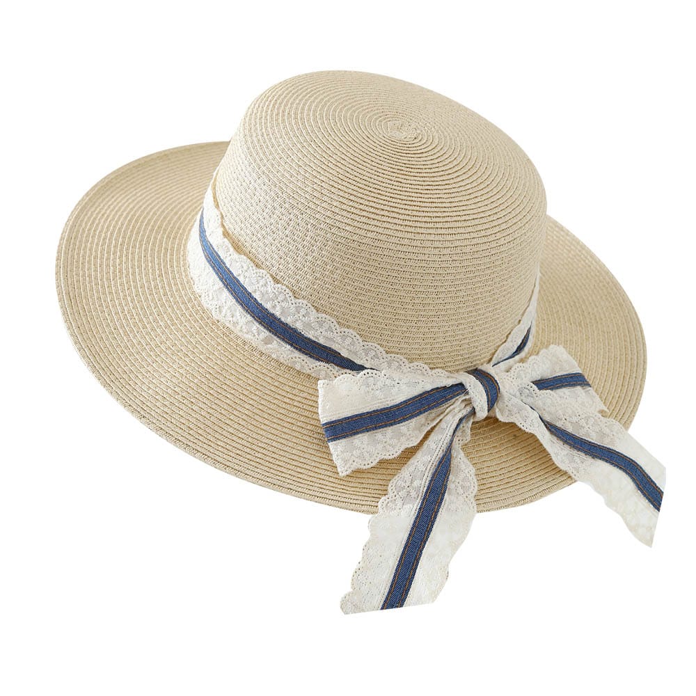 A16-80128 No.Wide Lace Trim Denim Ribbon - Women Casual Hat | Fashion Outdoor Cap | Daily Wear Sun Protection - Image 3