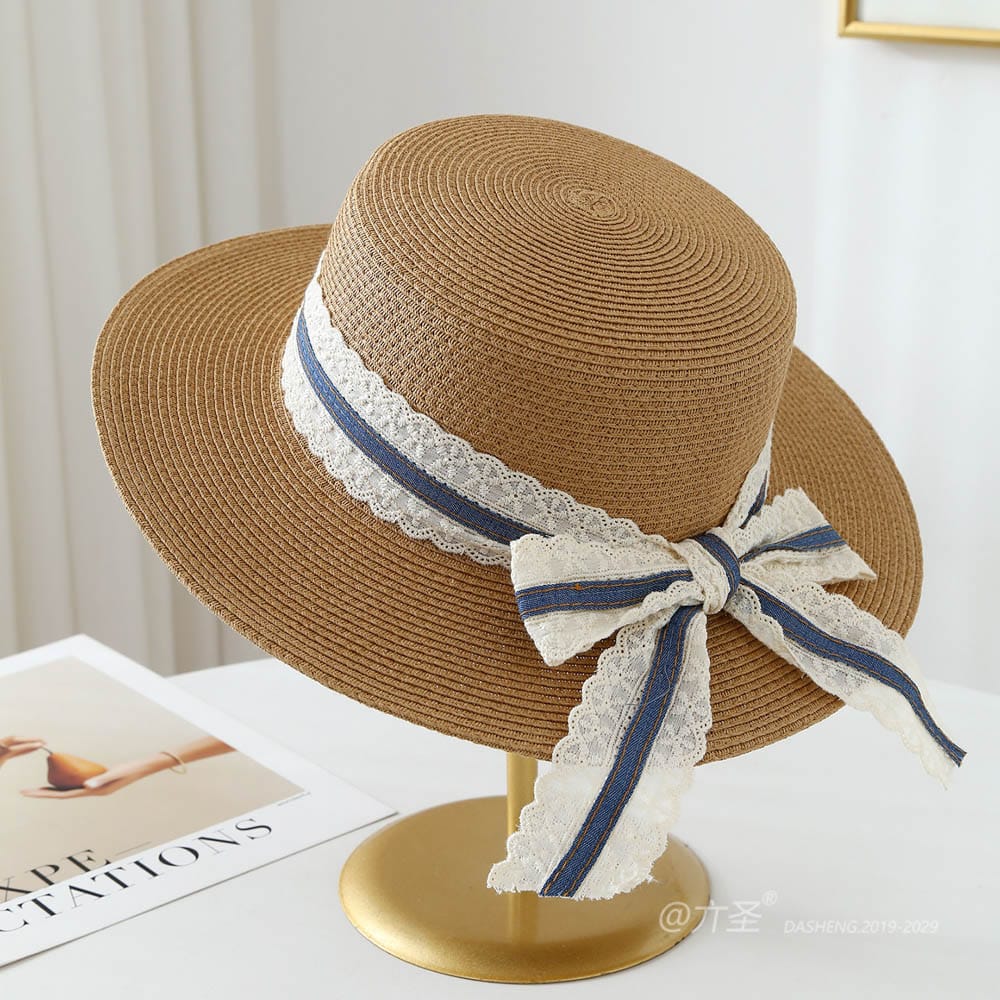 A16-80128 No.Wide Lace Trim Denim Ribbon - Women Casual Hat | Fashion Outdoor Cap | Daily Wear Sun Protection - Image 5