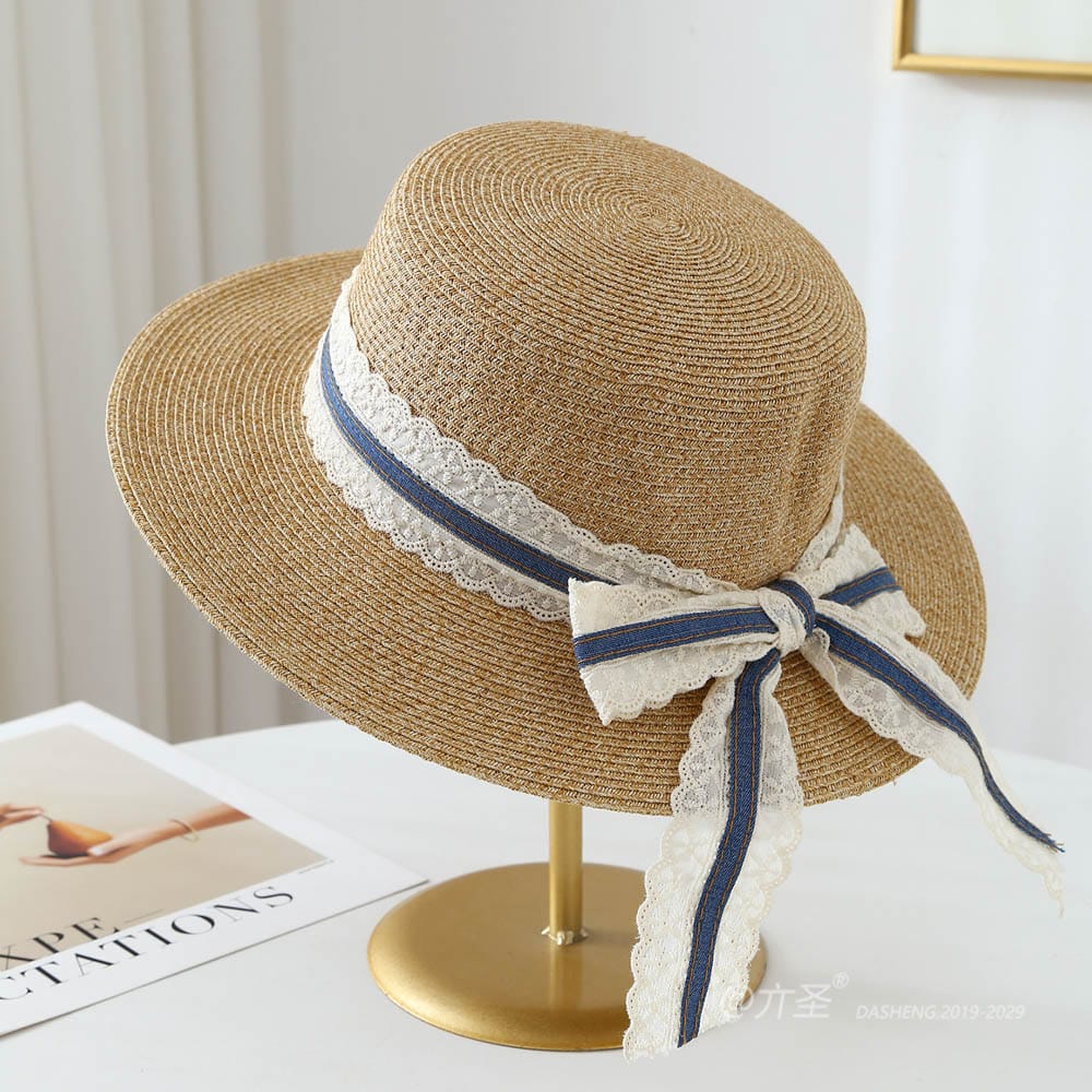 A16-80128 No.Wide Lace Trim Denim Ribbon - Women Casual Hat | Fashion Outdoor Cap | Daily Wear Sun Protection - Image 6