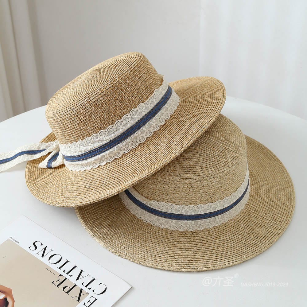 A16-80128 No.Wide Lace Trim Denim Ribbon - Women Casual Hat | Fashion Outdoor Cap | Daily Wear Sun Protection - Image 8