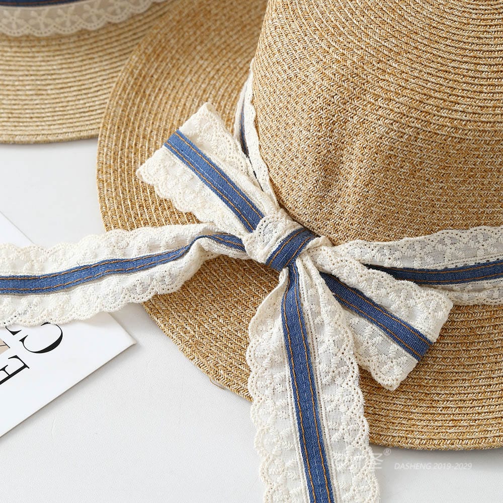 A16-80128 No.Wide Lace Trim Denim Ribbon - Women Casual Hat | Fashion Outdoor Cap | Daily Wear Sun Protection - Image 9