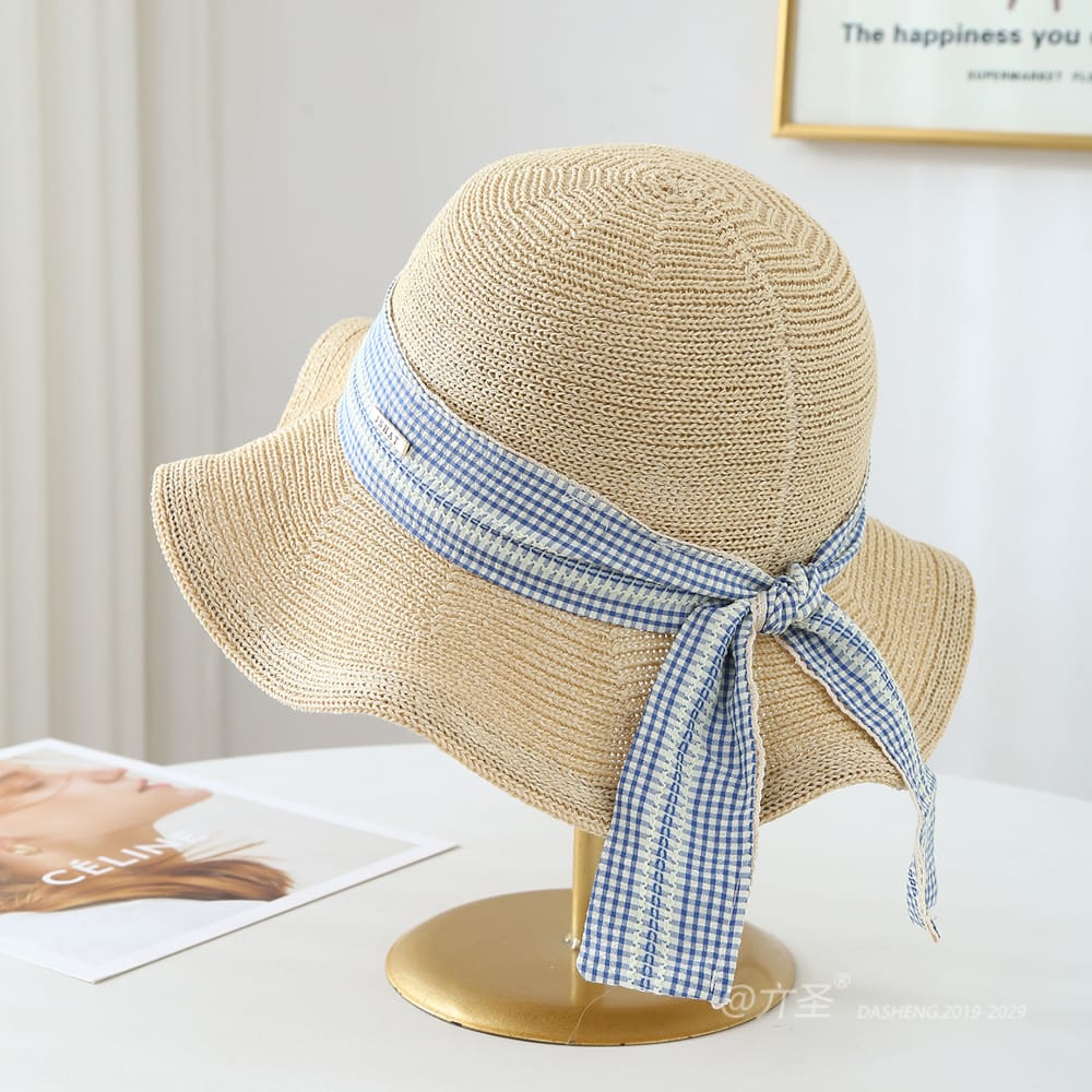 5009 No.Plaid Ribbon Metal Logo - Women Casual Hat | Fashion Outdoor Cap | Daily Wear Sun Protection - Image 2