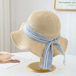 5009 No.Plaid Ribbon Metal Logo - Women Casual Hat | Fashion Outdoor Cap | Daily Wear Sun Protection