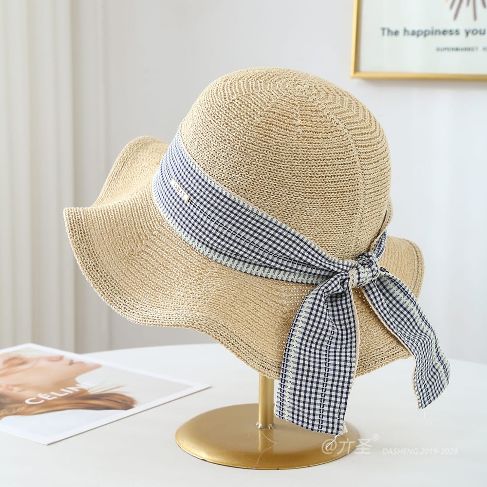 5009 No.Plaid Ribbon Metal Logo - Women Casual Hat | Fashion Outdoor Cap | Daily Wear Sun Protection - Image 5