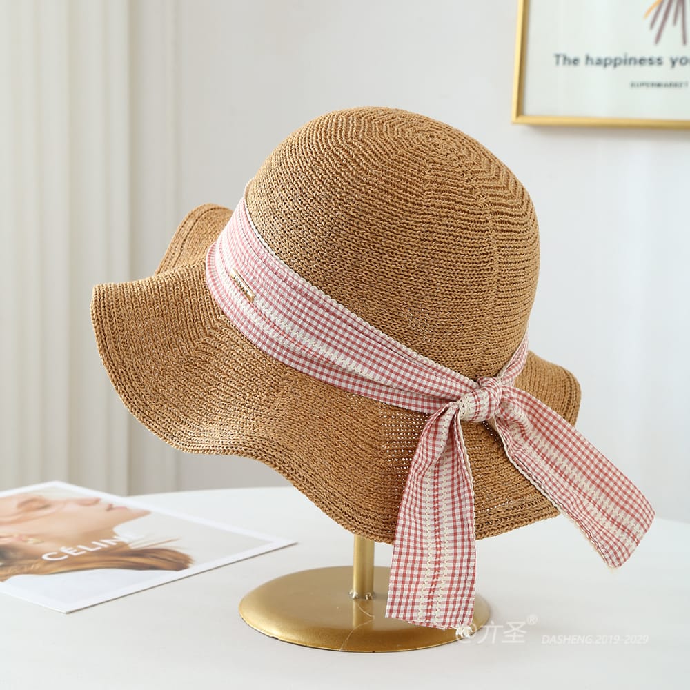 5009 No.Plaid Ribbon Metal Logo - Women Casual Hat | Fashion Outdoor Cap | Daily Wear Sun Protection - Image 9