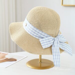 6063 No.Plaid Ribbon Metal Logo - Women Casual Hat | Fashion Outdoor Cap | Daily Wear Sun Protection