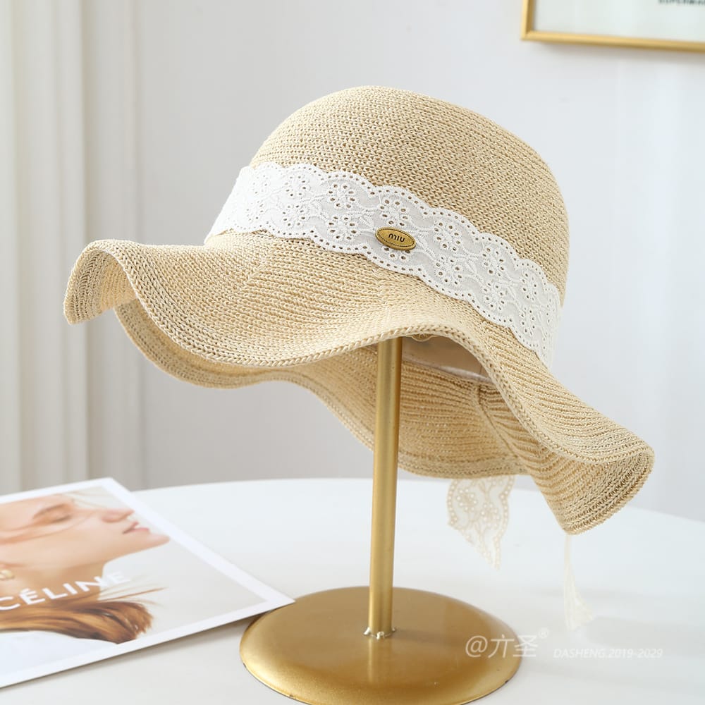 5009 No.Lace Trim MIU Logo - Women Casual Hat | Fashion Outdoor Cap | Daily Wear Sun Protection - Image 2