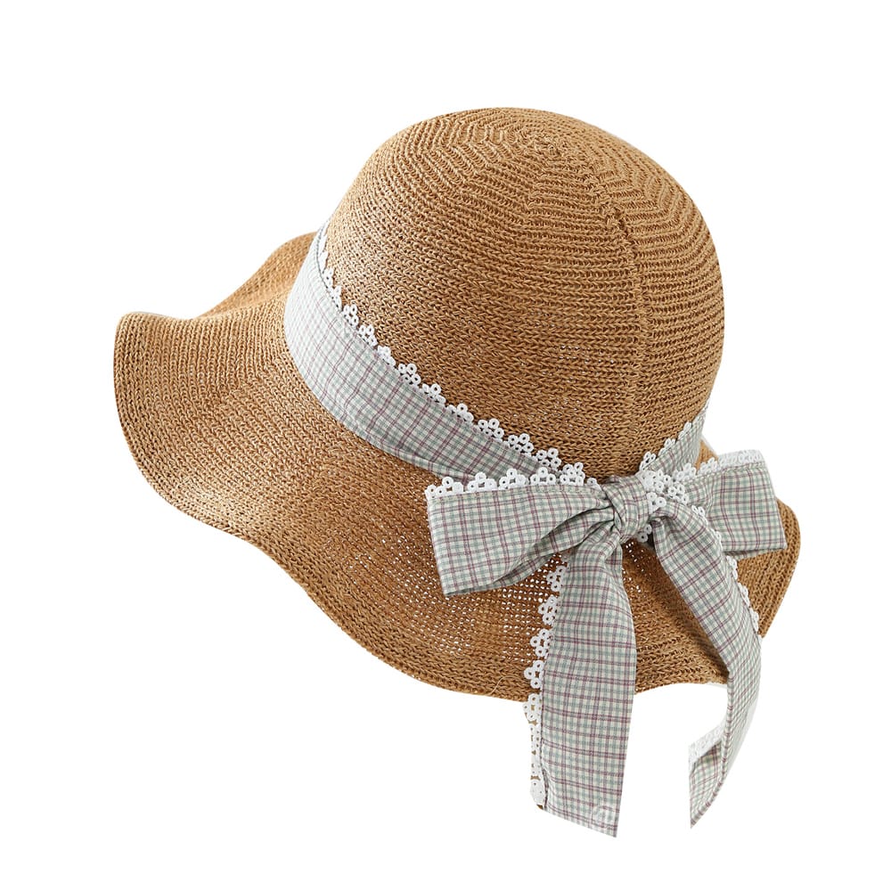5009 No.Plaid Lace Trim Ribbon - Women Casual Hat | Fashion Outdoor Cap | Daily Wear Sun Protection - Image 2