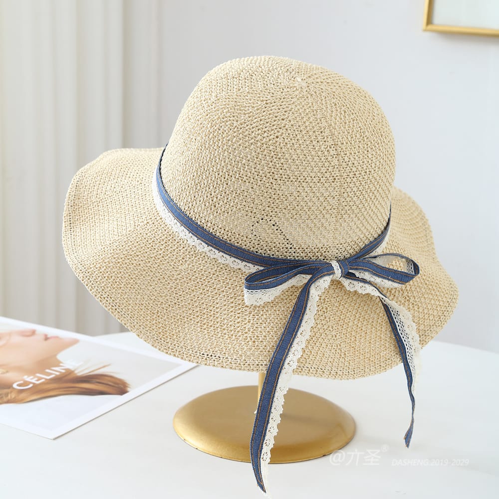 6063 No.Denim Lace Trim 绑带 - Women Casual Hat | Fashion Outdoor Cap | Daily Wear Sun Protection - Image 3