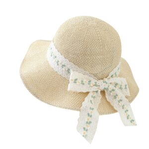6063 No.绿白 Flower Ribbon - Women Casual Hat | Fashion Outdoor Cap | Daily Wear Sun Protection