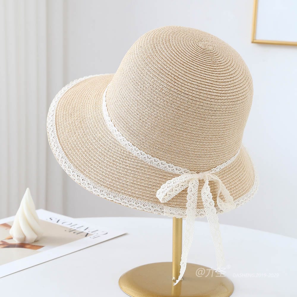 A16-80526 No.Lace Trim Ribbon Bow - Women Casual Hat | Fashion Outdoor Cap | Daily Wear Sun Protection - Image 4