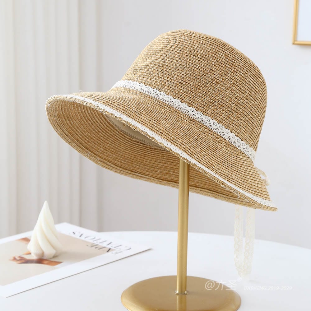 A16-80526 No.Lace Trim Ribbon Bow - Women Casual Hat | Fashion Outdoor Cap | Daily Wear Sun Protection - Image 8