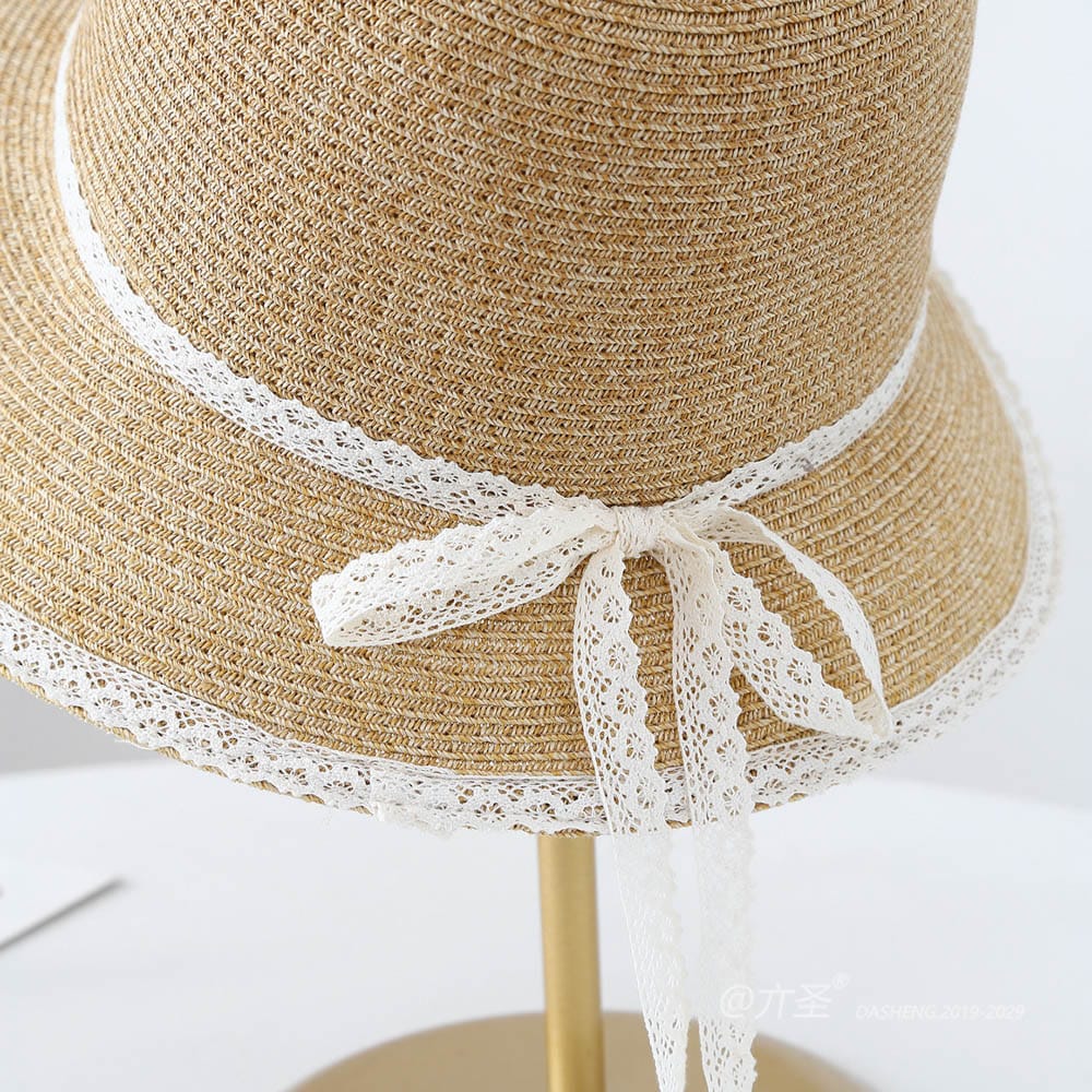 A16-80526 No.Lace Trim Ribbon Bow - Women Casual Hat | Fashion Outdoor Cap | Daily Wear Sun Protection - Image 9