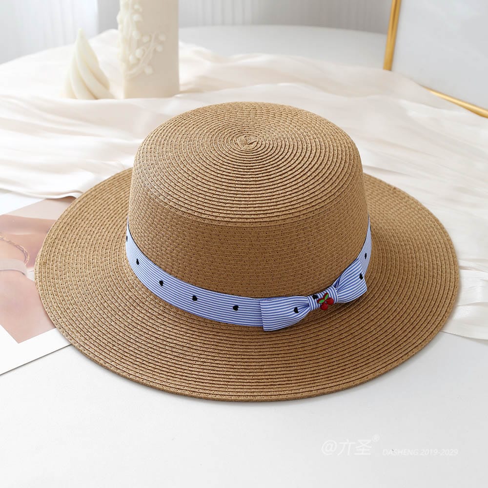 A16-80128 No.Blue Striped 樱桃 - Women Casual Hat | Fashion Outdoor Cap | Daily Wear Sun Protection - Image 3