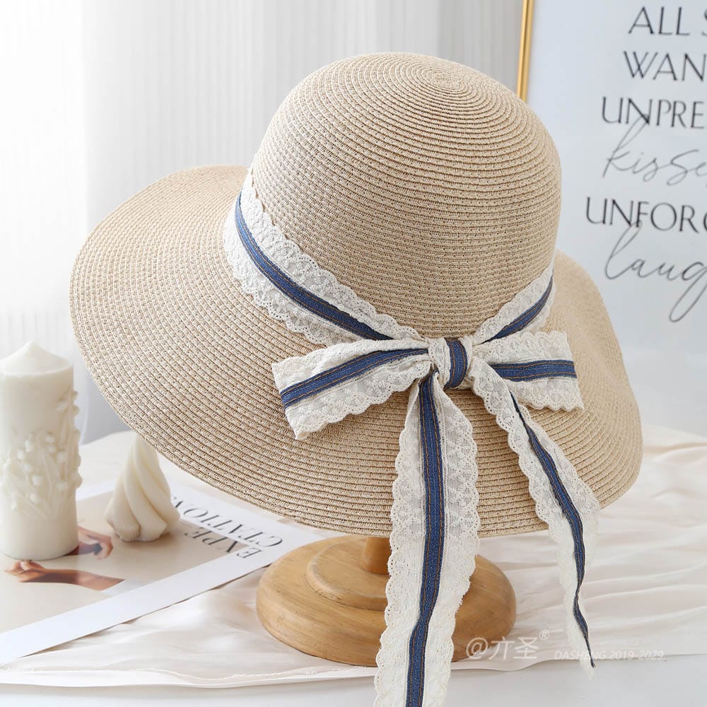 A16-80559 No.Wide Lace Trim Denim Ribbon - Women Casual Hat | Fashion Outdoor Cap | Daily Wear Sun Protection - Image 3