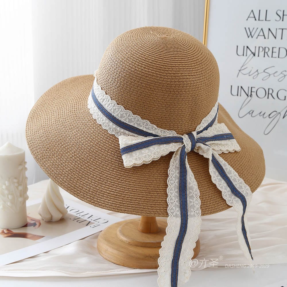 A16-80559 No.Wide Lace Trim Denim Ribbon - Women Casual Hat | Fashion Outdoor Cap | Daily Wear Sun Protection - Image 4