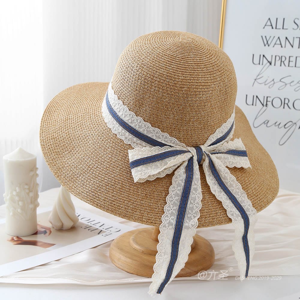 A16-80559 No.Wide Lace Trim Denim Ribbon - Women Casual Hat | Fashion Outdoor Cap | Daily Wear Sun Protection - Image 7