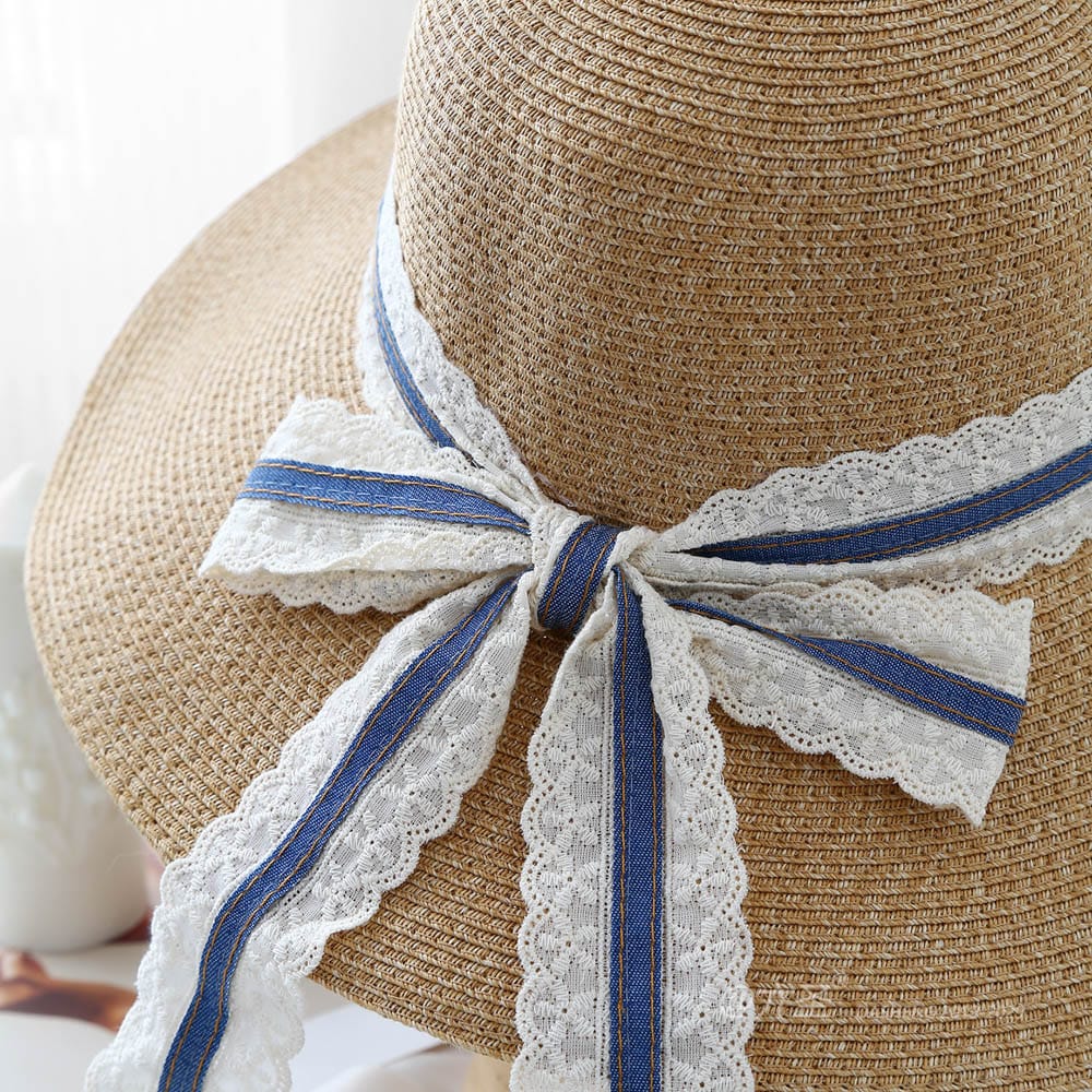 A16-80559 No.Wide Lace Trim Denim Ribbon - Women Casual Hat | Fashion Outdoor Cap | Daily Wear Sun Protection - Image 8