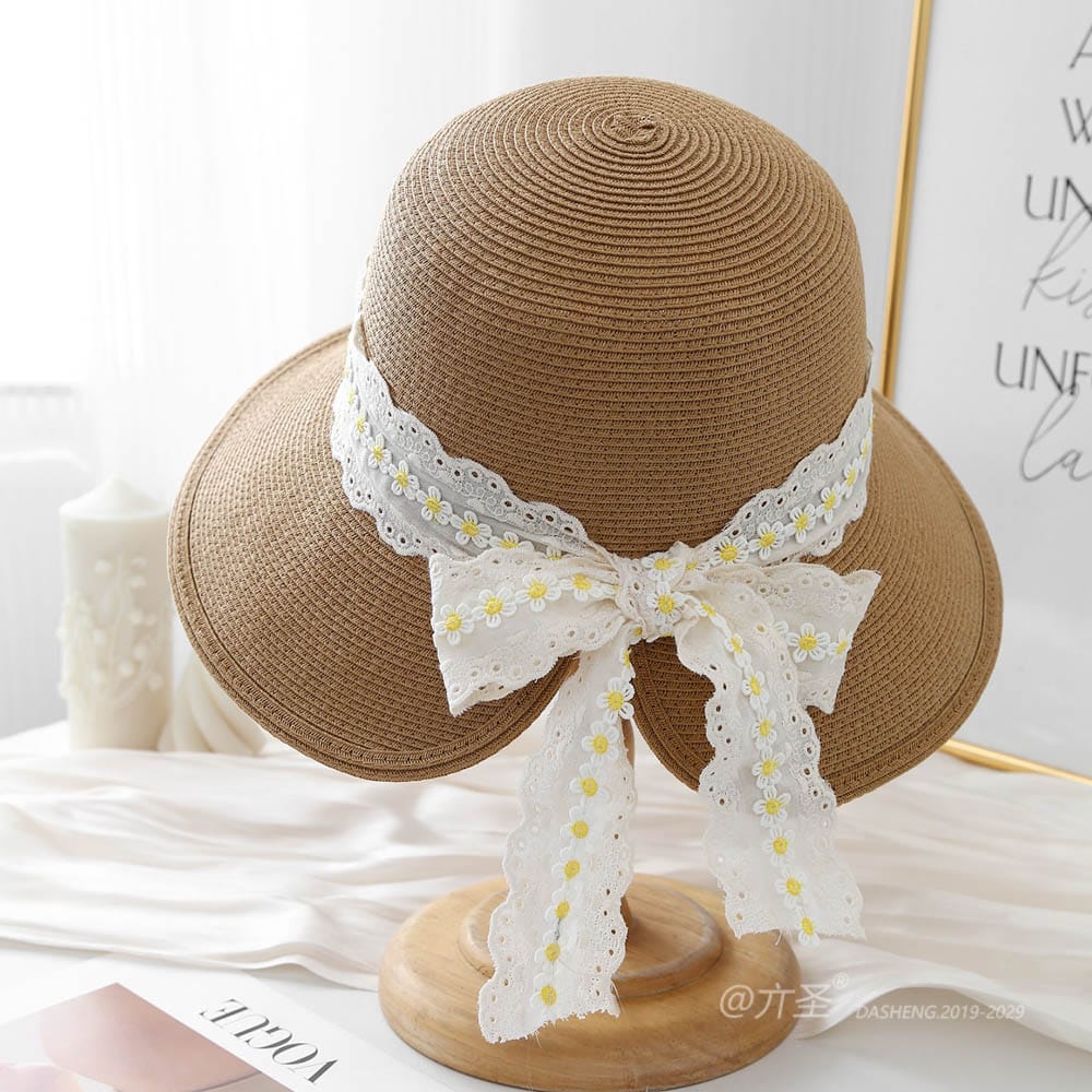 A16-8-95 No.Small Yellow Flower Lace Trim - Women Casual Hat | Fashion Outdoor Cap | Daily Wear Sun Protection - Image 5