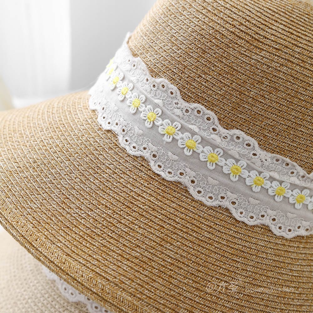 A16-8-95 No.Small Yellow Flower Lace Trim - Women Casual Hat | Fashion Outdoor Cap | Daily Wear Sun Protection - Image 9