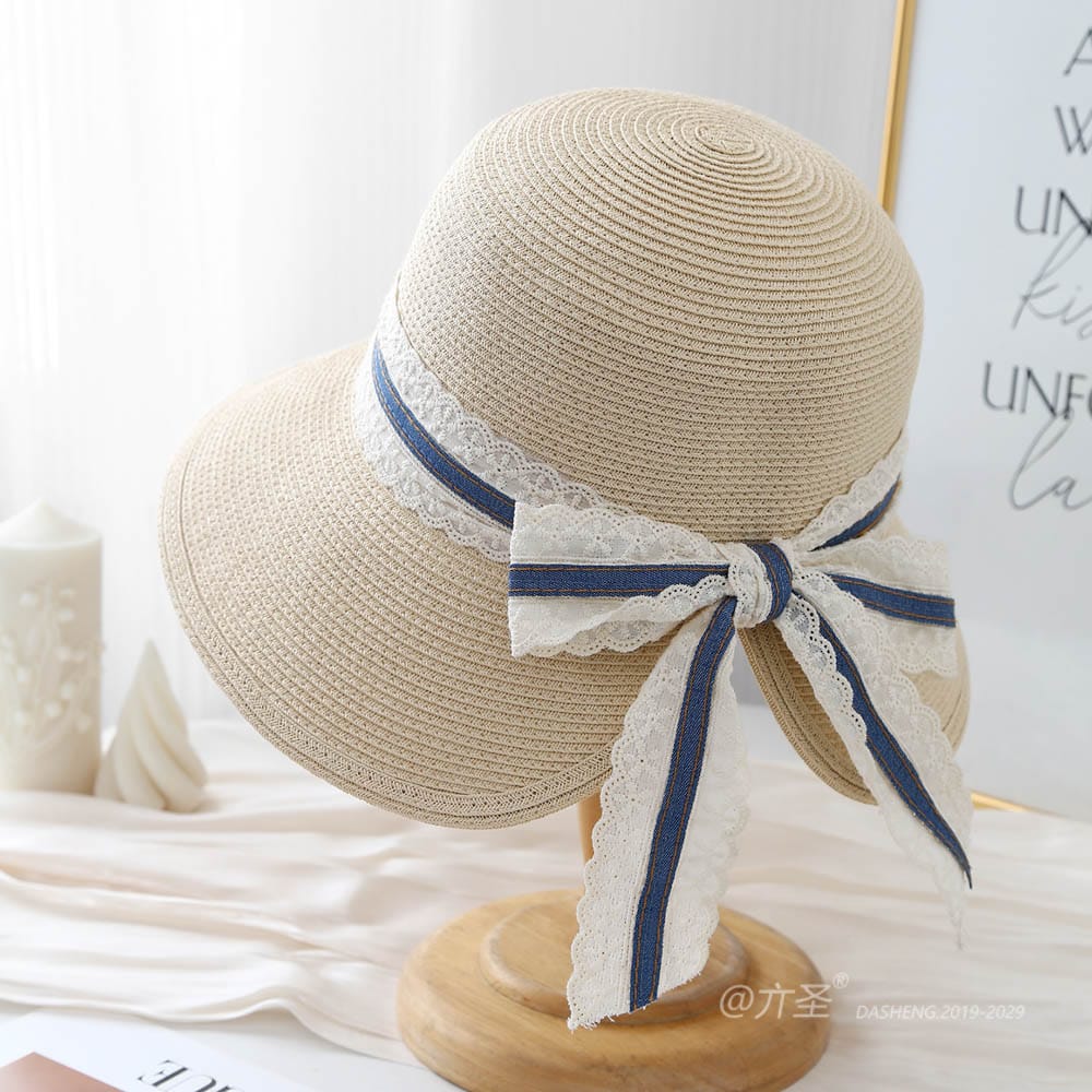A16-8-95 No.Wide Lace Trim Denim Ribbon - Women Casual Hat | Fashion Outdoor Cap | Daily Wear Sun Protection - Image 2