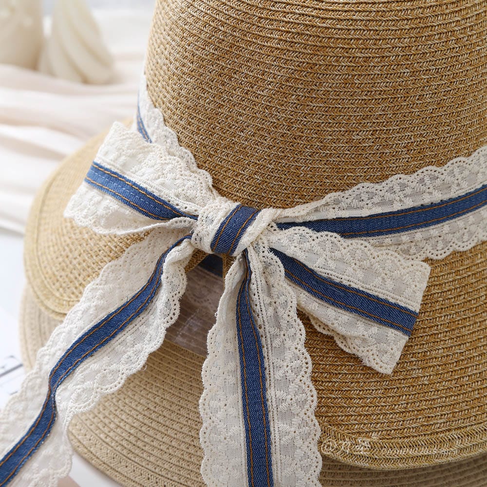 A16-8-95 No.Wide Lace Trim Denim Ribbon - Women Casual Hat | Fashion Outdoor Cap | Daily Wear Sun Protection - Image 9
