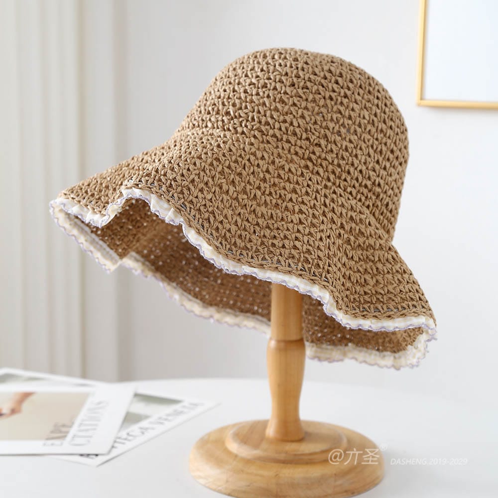 A16-7004 No.Plaid Lace Trim - Women Casual Hat | Fashion Outdoor Cap | Daily Wear Sun Protection - Image 3