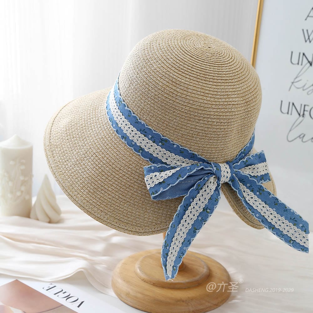 A16-8-95 No.Blue Lace Trim Ribbon - Women Casual Hat | Fashion Outdoor Cap | Daily Wear Sun Protection - Image 3