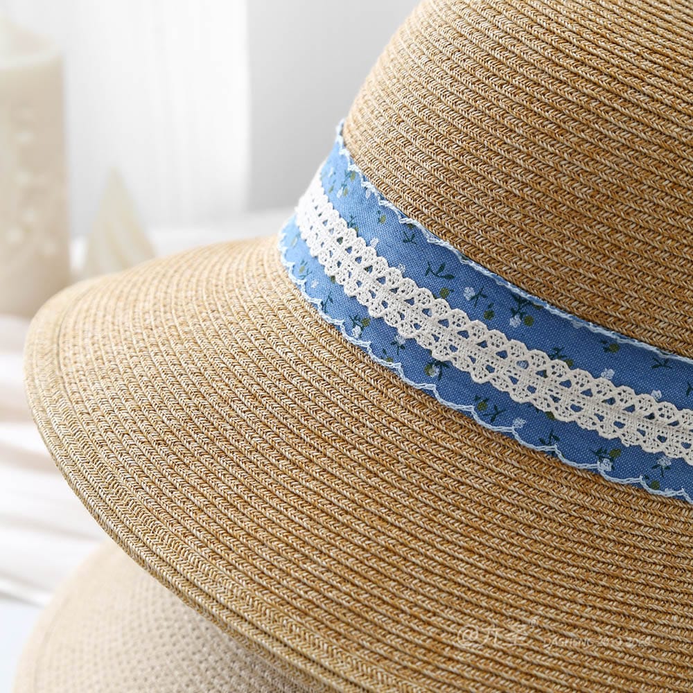A16-8-95 No.Blue Lace Trim Ribbon - Women Casual Hat | Fashion Outdoor Cap | Daily Wear Sun Protection - Image 9